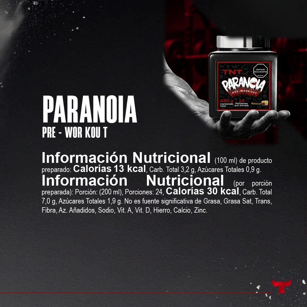 Potencia extrema PARANOIA Pre-Workout (pre entreno) 480g