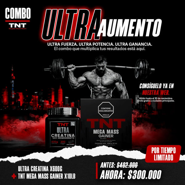 Combo Ultra Aumento | Ultra Creatina Monohidrato X600g + Mega Mass Gainer X10lb