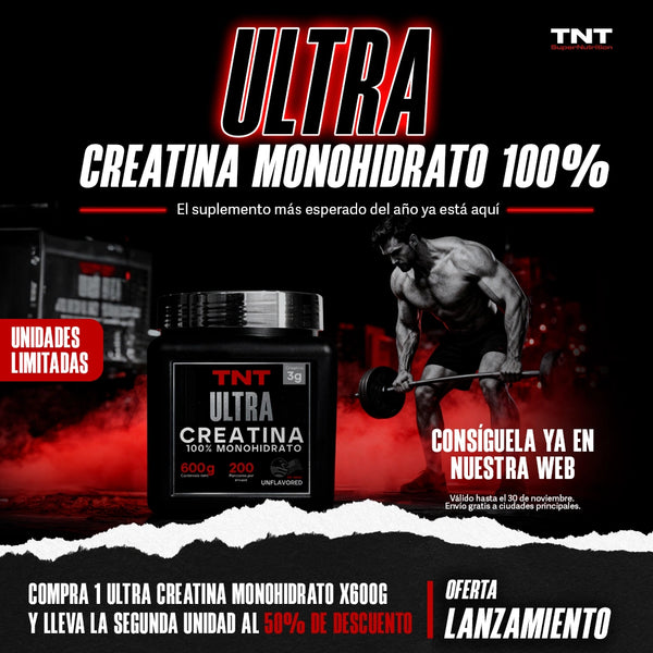 ¡Oferta de lanzamiento! Ultra Creatina Monohidrato X600g | Segunda unidad 50%