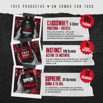 TNT Supernutrition - Power Stack: proteína intermedia + creatina monohidrato + multivitamínico