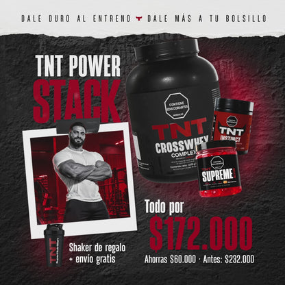 TNT Supernutrition - Power Stack: proteína intermedia + creatina monohidrato + multivitamínico